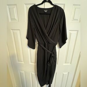 City Chic - Black 3/4 Sleeve Wrap Dress